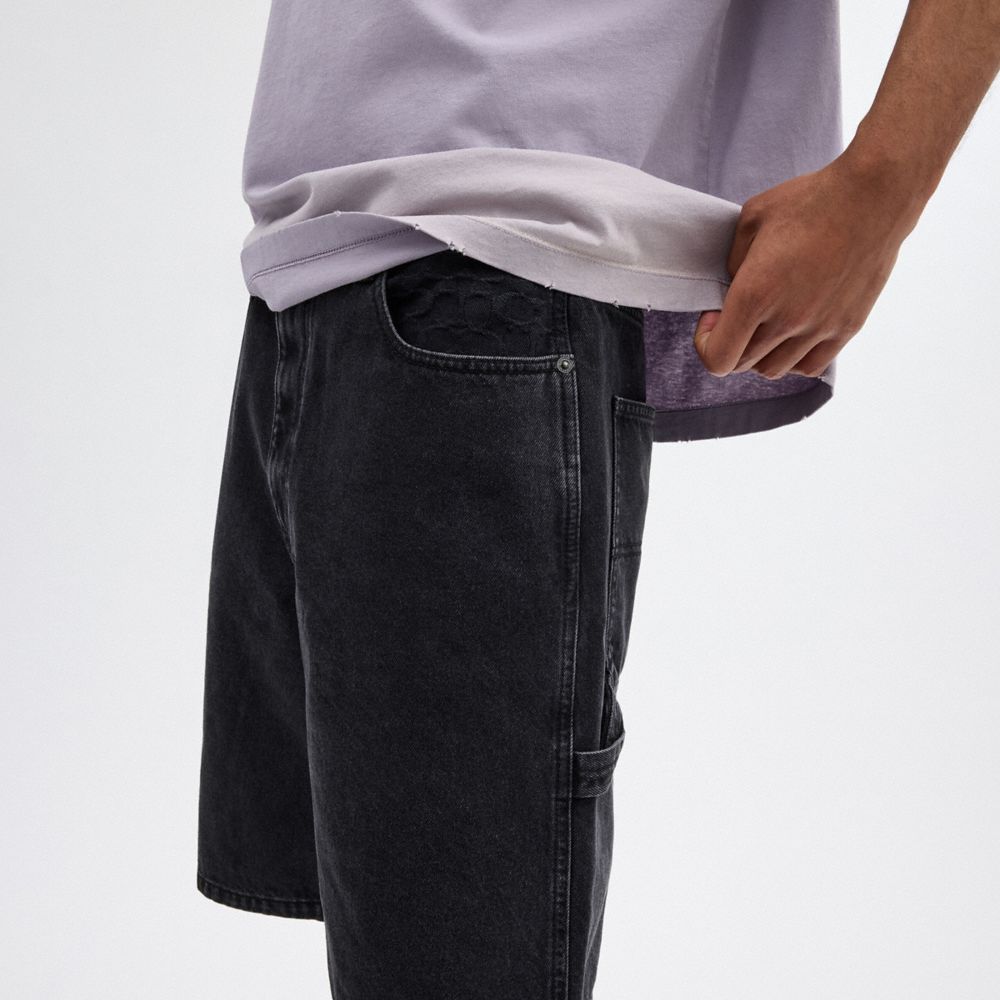 Coach Black Denim Shorts In Organic Cotton Black Denim | COH866948