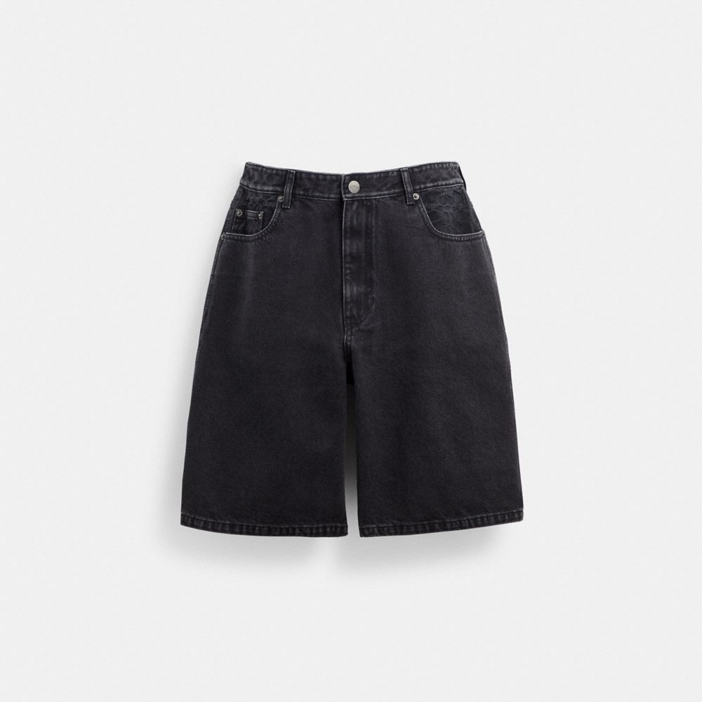 Coach Black Denim Shorts In Organic Cotton Black Denim | COH866948