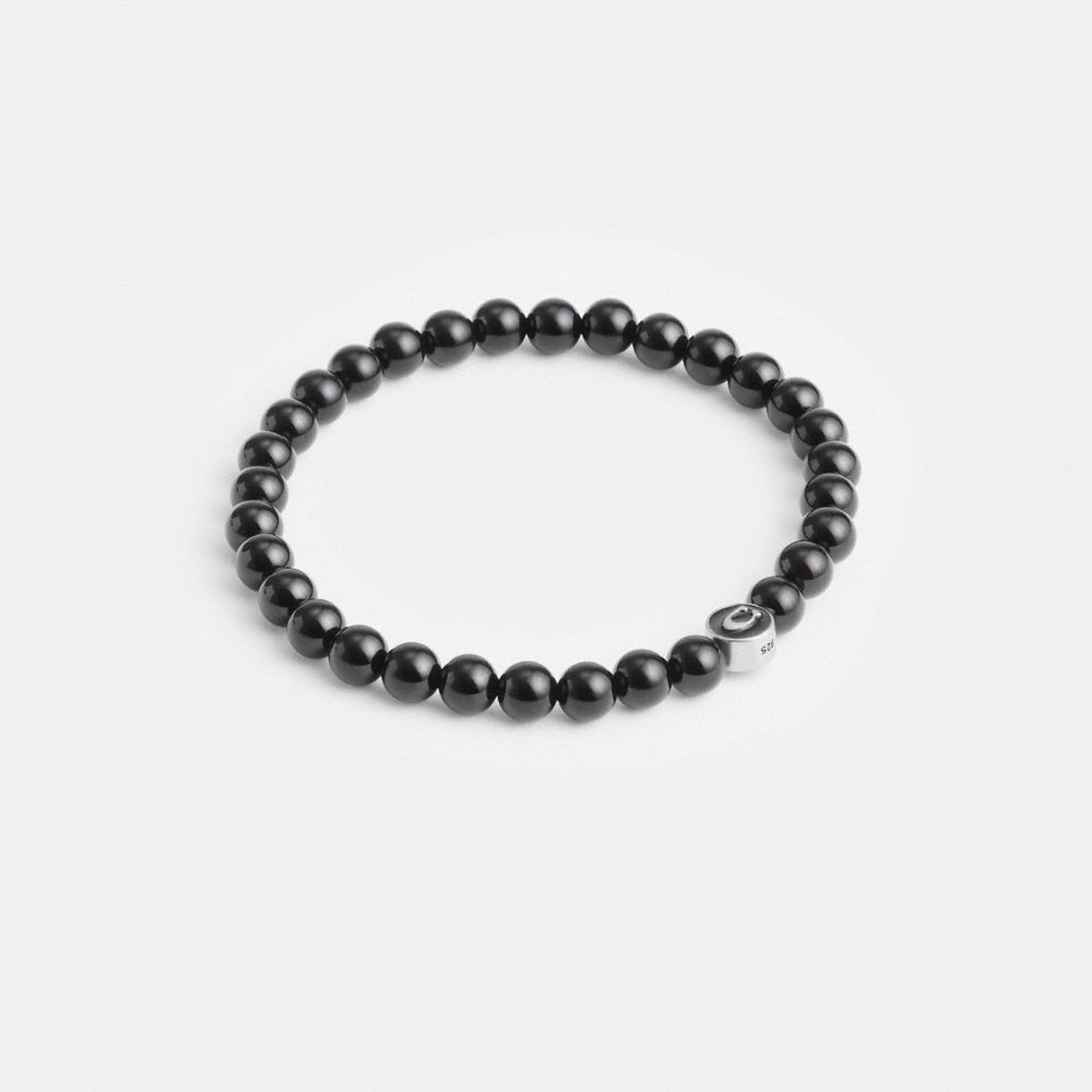 Coach Black Onyx Beaded Bracelet Silver/Black | COH867026