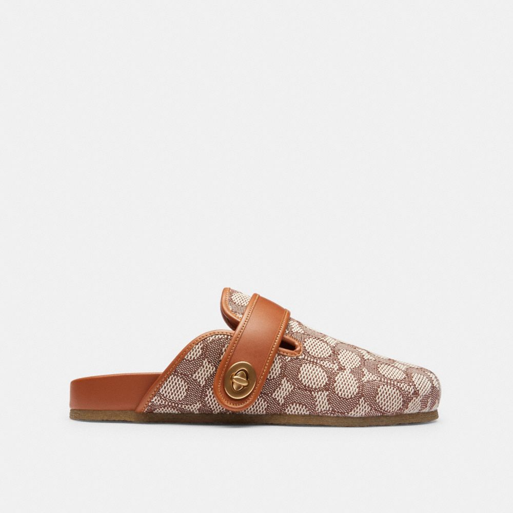 Coach Blake Clog In Signature Textile Jacquard Cocoa/Burnished Amber | COH865807