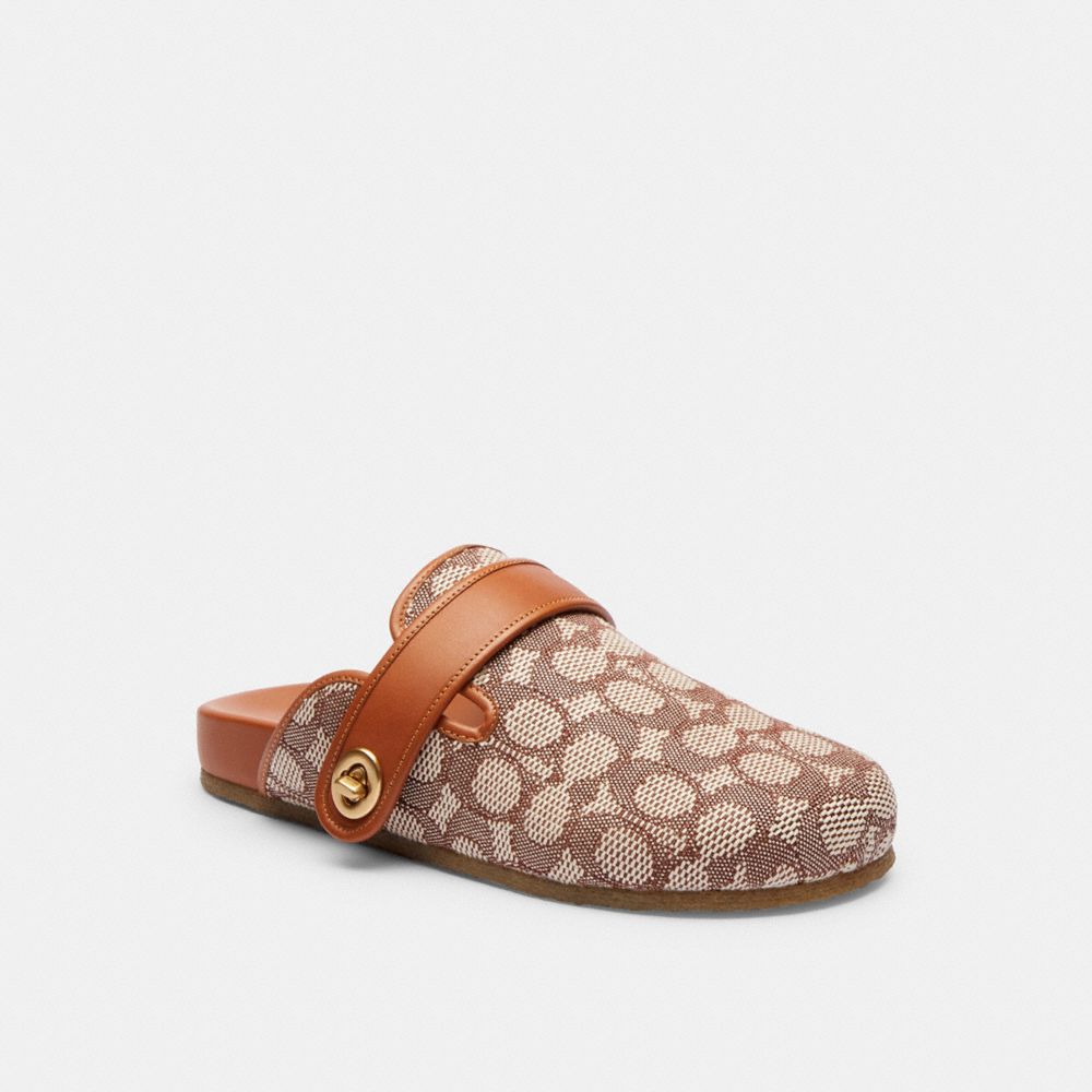 Coach Blake Clog In Signature Textile Jacquard Cocoa/Burnished Amber | COH865807