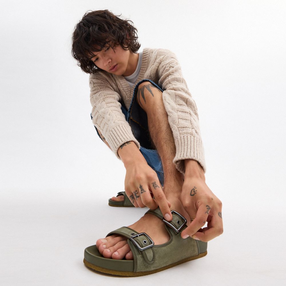 Coach Buckle Strap Sandal Army Green | COH866849