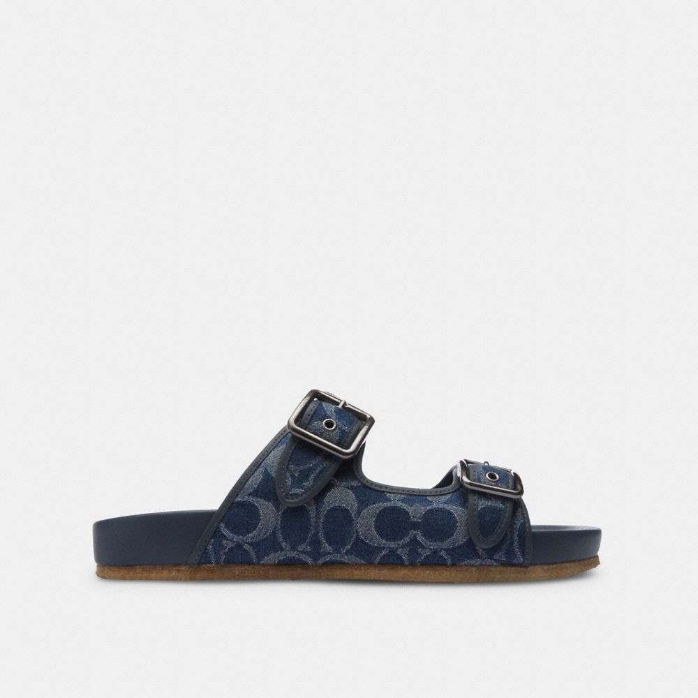 Coach Buckle Strap Sandal In Signature Denim Blue Denim | COH866848
