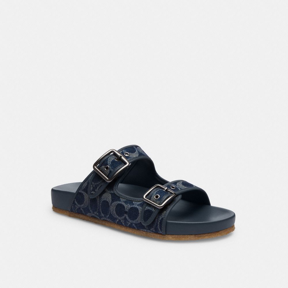 Coach Buckle Strap Sandal In Signature Denim Blue Denim | COH866848