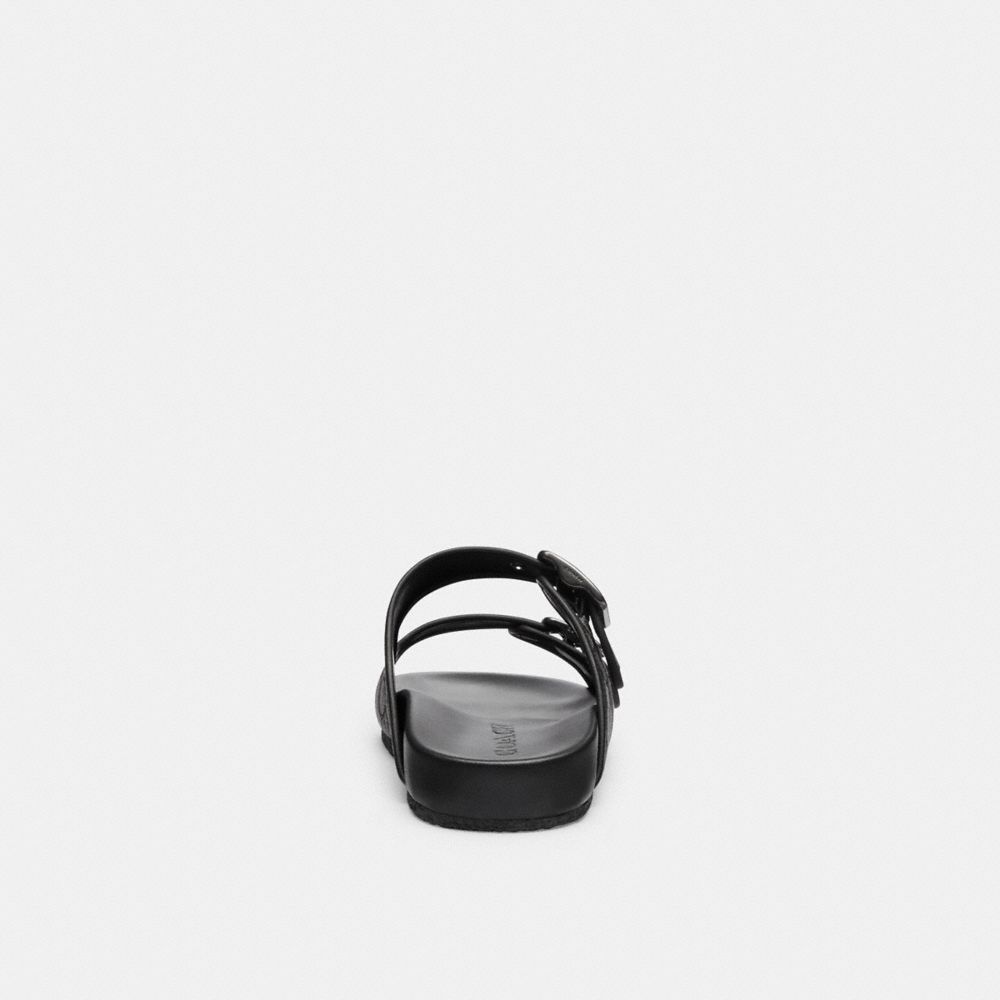 Coach Buckle Strap Sandal In Signature Jacquard Black | COH866850