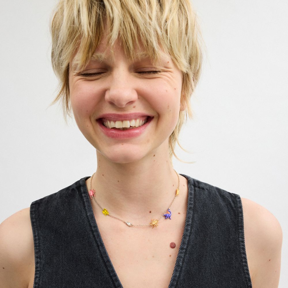 Coach Bug Charm Necklace Silver/Multi | COH866131