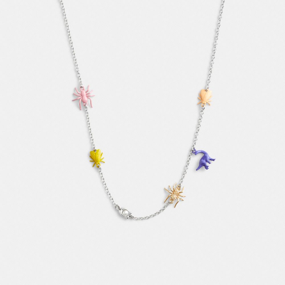 Coach Bug Charm Necklace Silver/Multi | COH866131