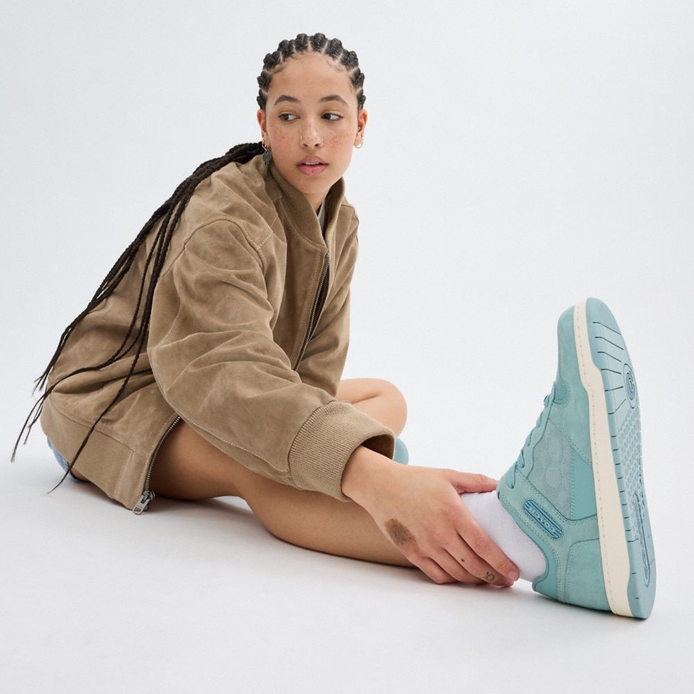 Coach C201 Low Top Sneaker In Signature Canvas Jacquard Aquamarine | COH865845