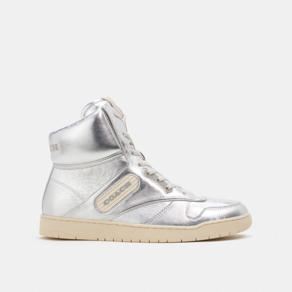 Coach C202 High Top Sneaker Silver | COH865823
