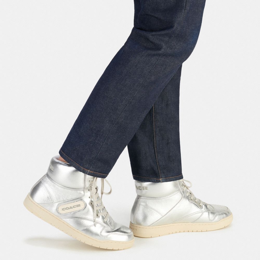 Coach C202 High Top Sneaker Silver | COH865823