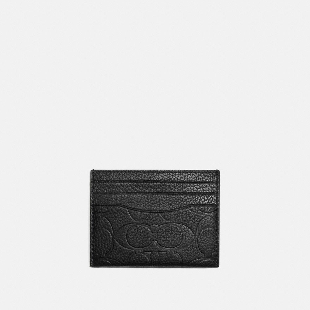 Coach Card Case In Signature Leather Pebble Leather/Black | COH866765