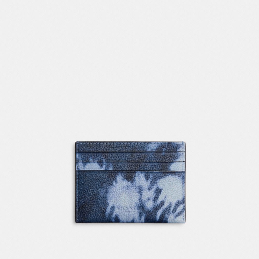 Coach Card Case With Tie Dye Print Pebble Leather/Midnight Navy Multi | COH866774