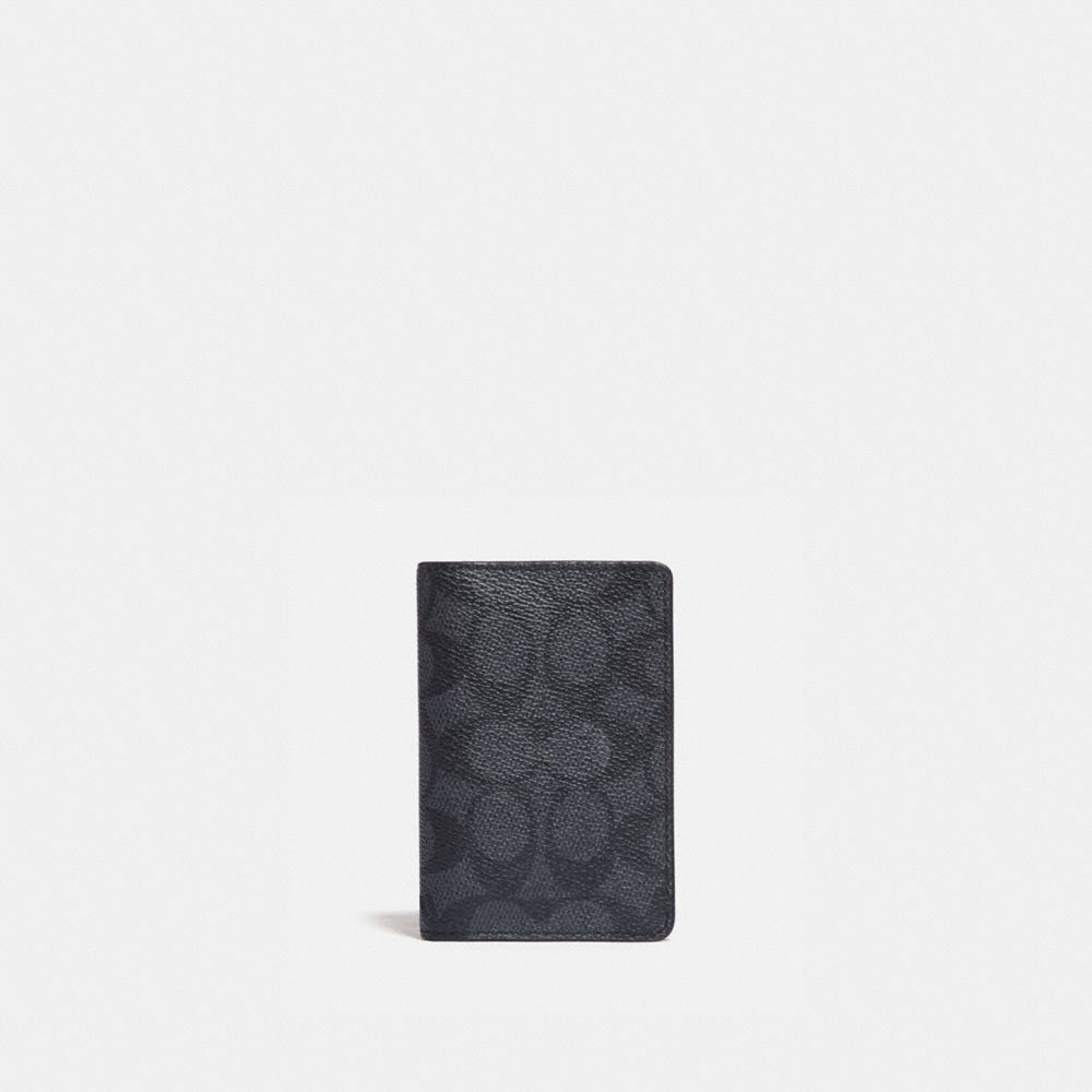 Coach Card Wallet In Signature Canvas Charcoal/Black | COH866705