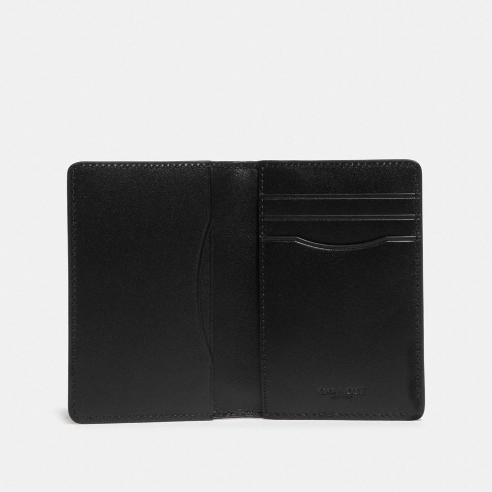 Coach Card Wallet In Signature Canvas Charcoal/Black | COH866761