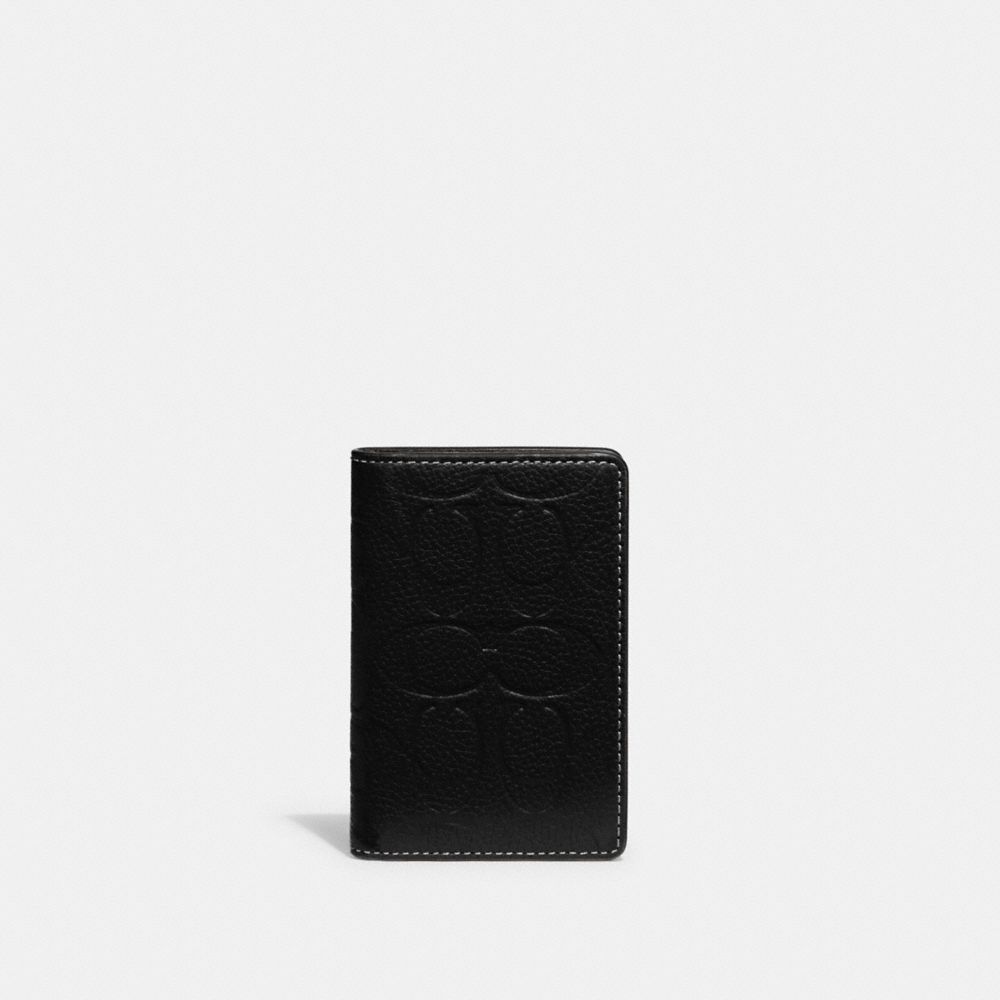 Coach Card Wallet In Signature Leather Black | COH865688