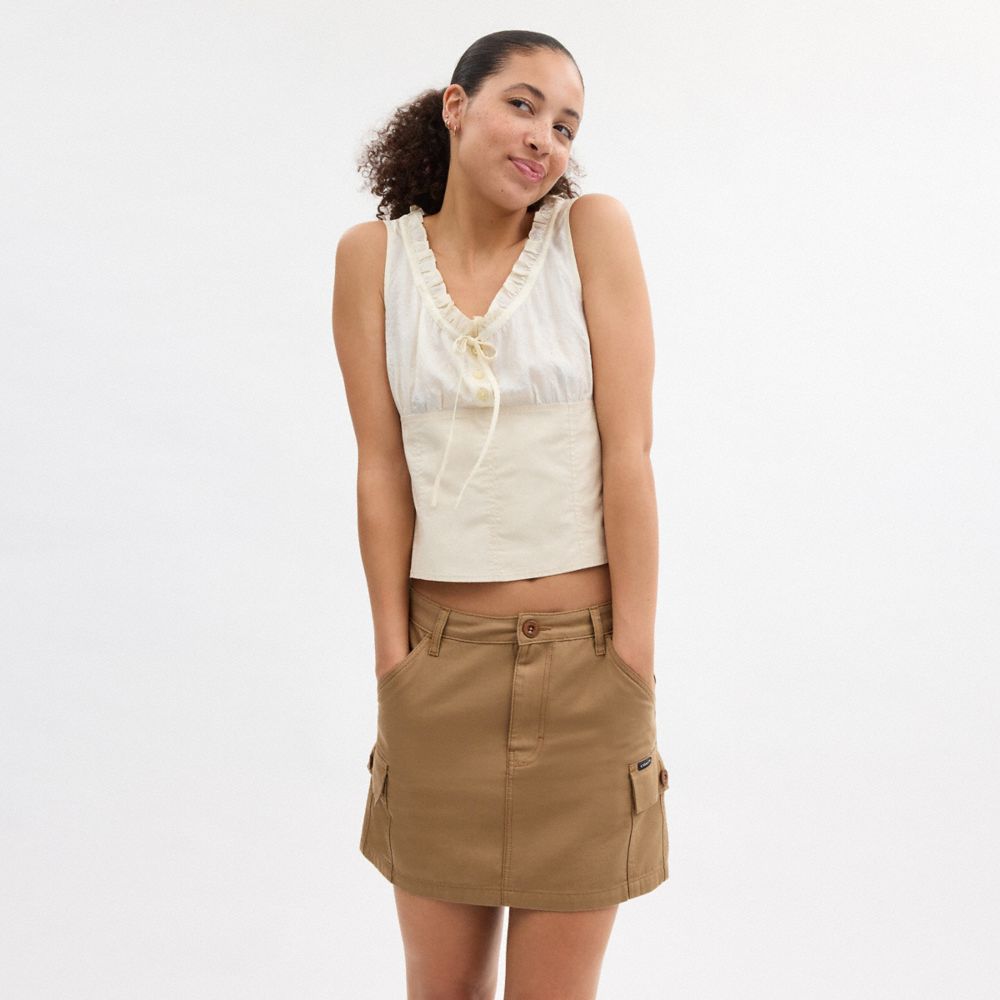 Coach Cargo Skirt In Organic Cotton Khaki | COH866050