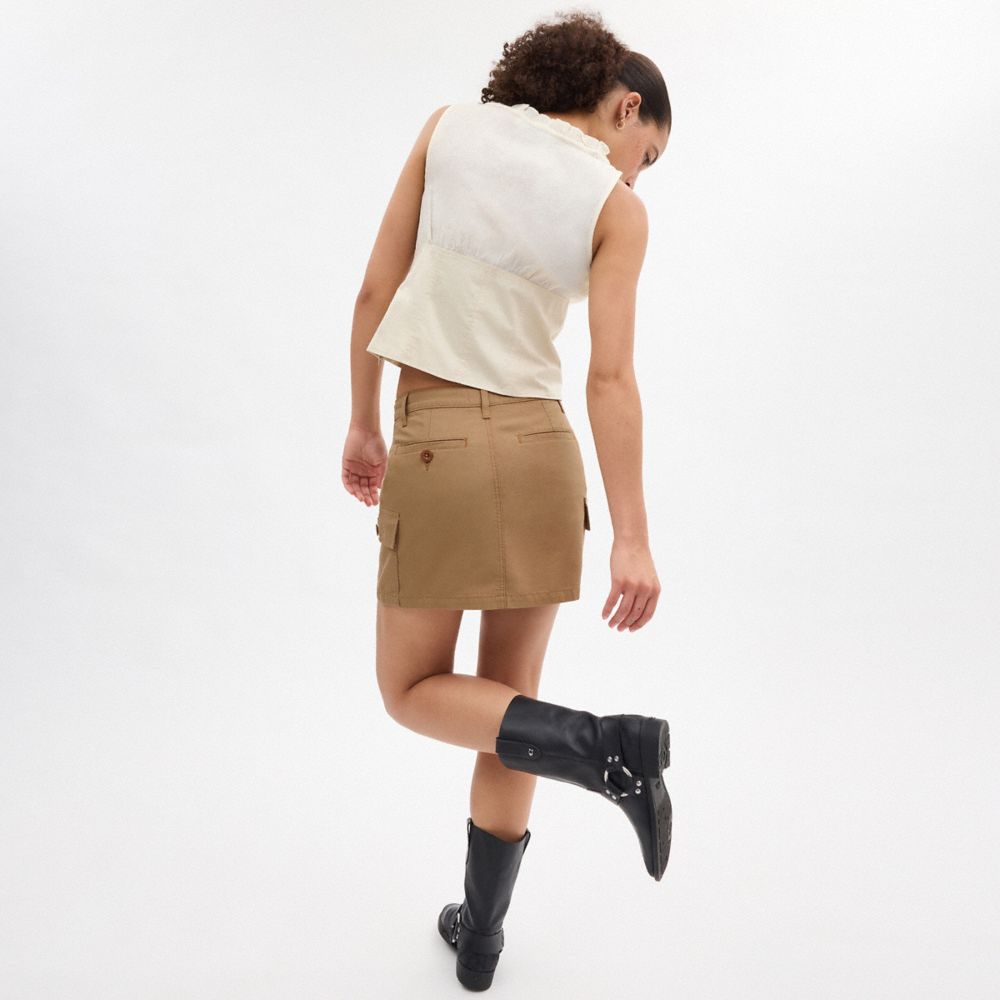 Coach Cargo Skirt In Organic Cotton Khaki | COH866050