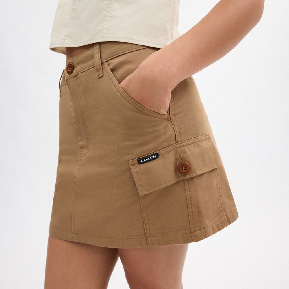 Coach Cargo Skirt In Organic Cotton Khaki | COH866050