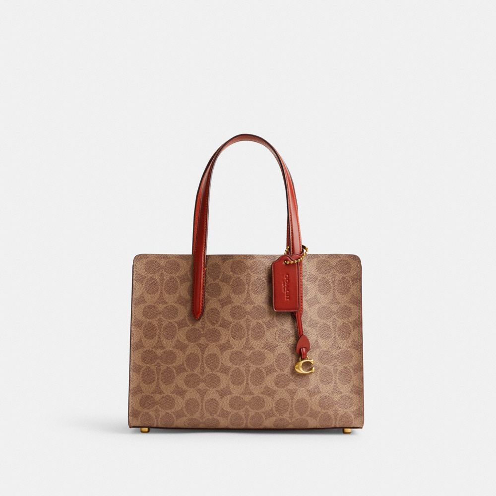 Coach Carter Carryall Bag 28 In Signature Canvas Coated Canvas/Brass/Tan/Rust | COH865093