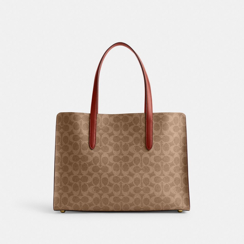 Coach Carter Carryall Bag In Signature Canvas Coated Canvas/Brass/Tan/Rust | COH865085