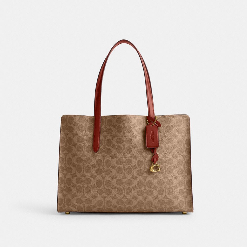 Coach Carter Carryall Bag In Signature Canvas Coated Canvas/Brass/Tan/Rust | COH865085