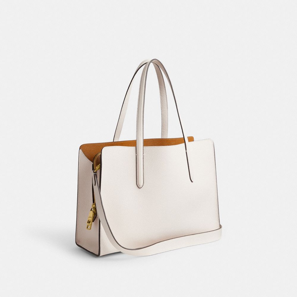 Coach Carter Carryall Bag Refined Pebble Leather/Brass/Chalk | COH865028