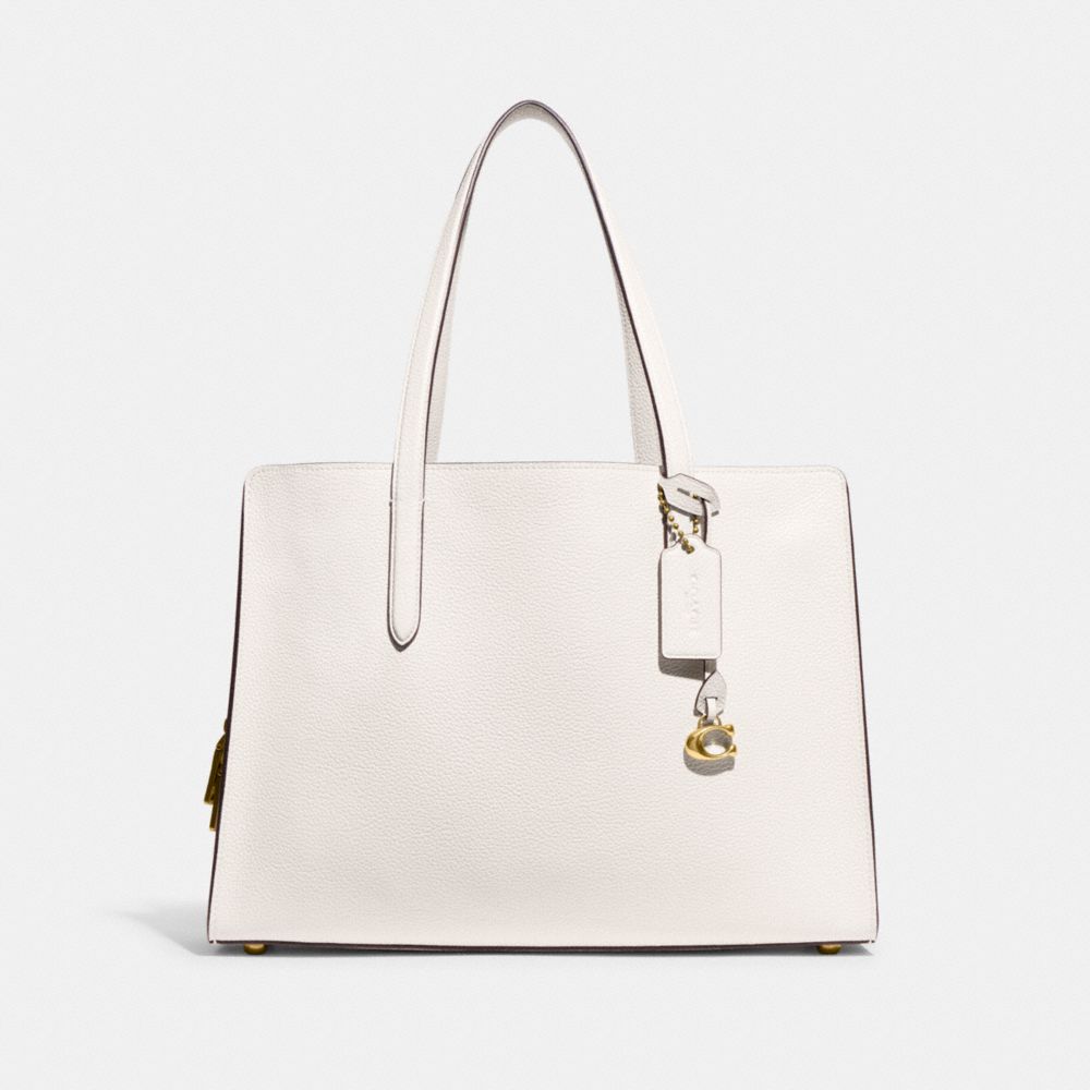 Coach Carter Carryall Bag Refined Pebble Leather/Brass/Chalk | COH865028
