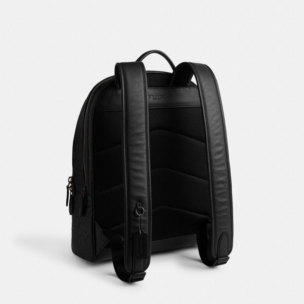 Coach Charter Backpack In Signature Leather Black | COH865473