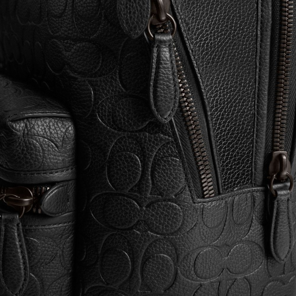 Coach Charter Backpack In Signature Leather Black | COH865473