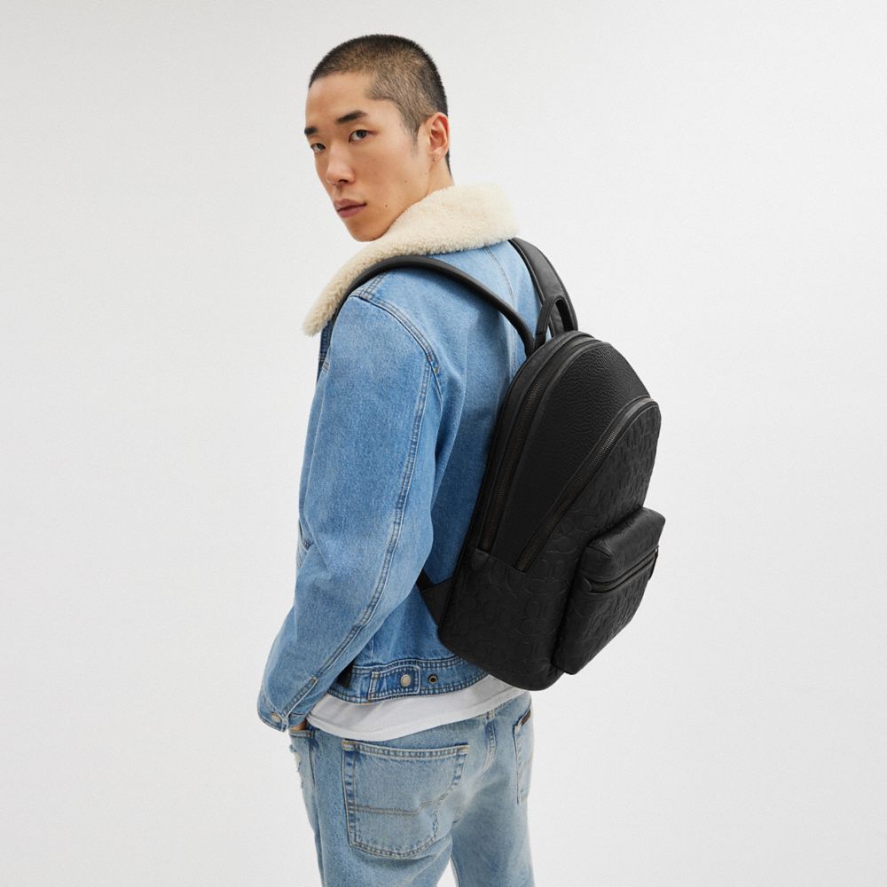 Coach Charter Backpack In Signature Leather Black | COH865473