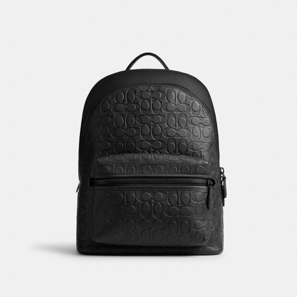 Coach Charter Backpack In Signature Leather Black | COH865473
