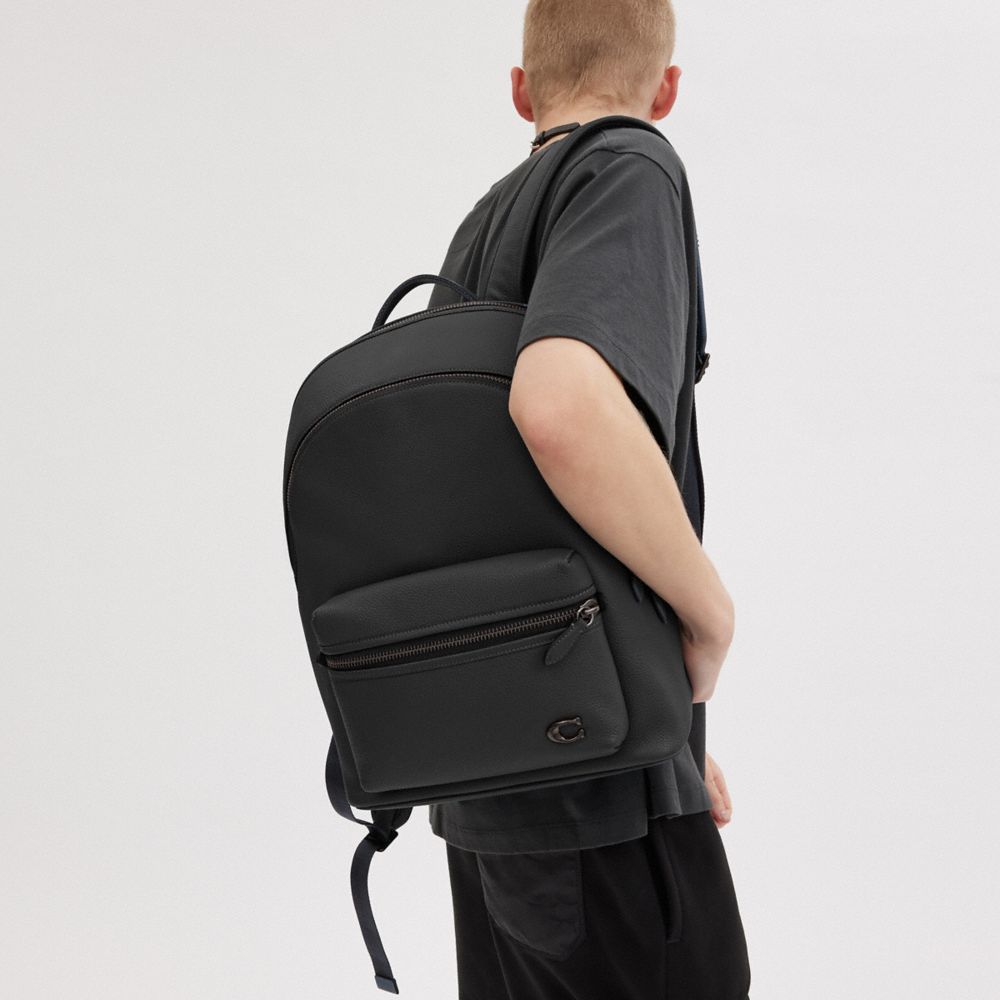 Coach Charter Backpack Polished Pebble Leather/Black | COH865472