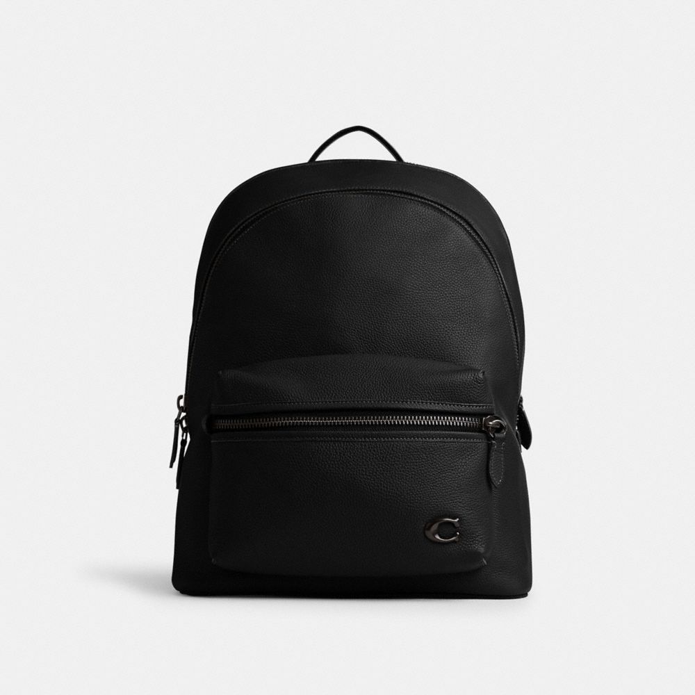 Coach Charter Backpack Polished Pebble Leather/Black | COH865472