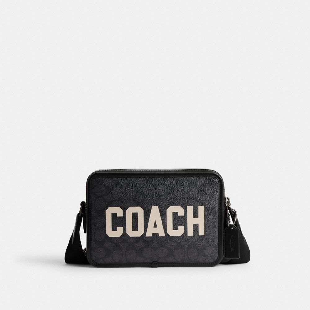 Coach Charter Crossbody Bag 24 In Signature Canvas With Graphic Signature Coated Canvas/Leather/Charcoal Multi | COH866606