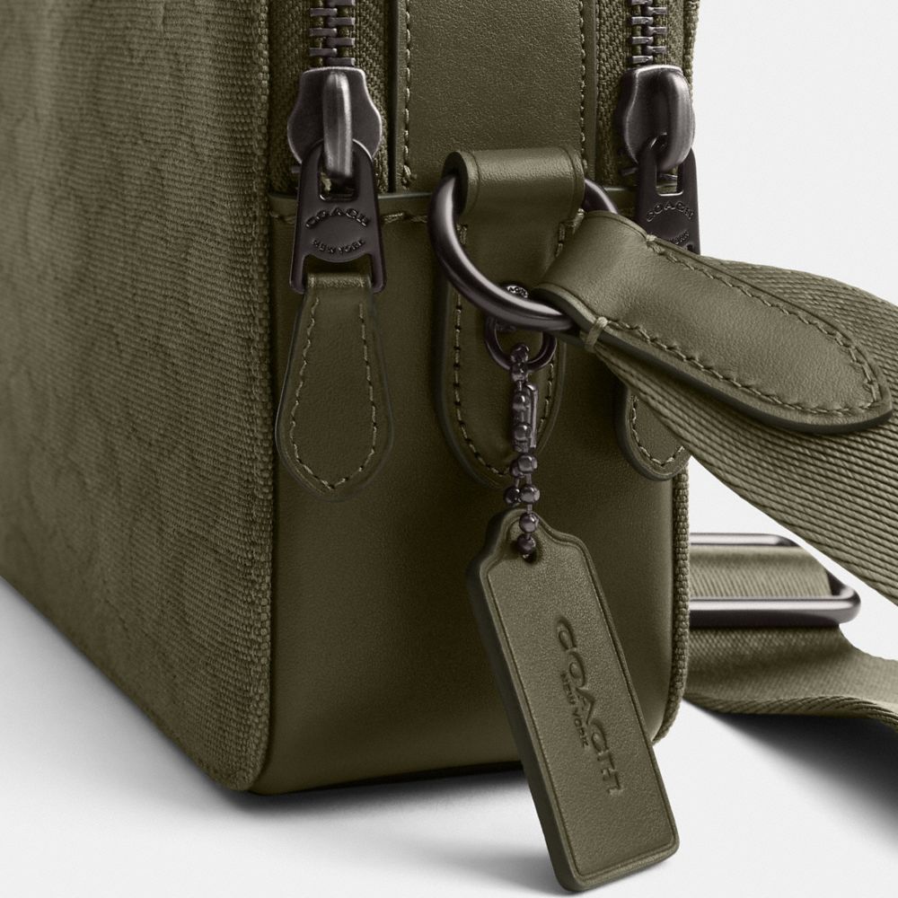 Coach Charter Crossbody Bag 24 In Signature Canvas Jacquard Army Green | COH866607