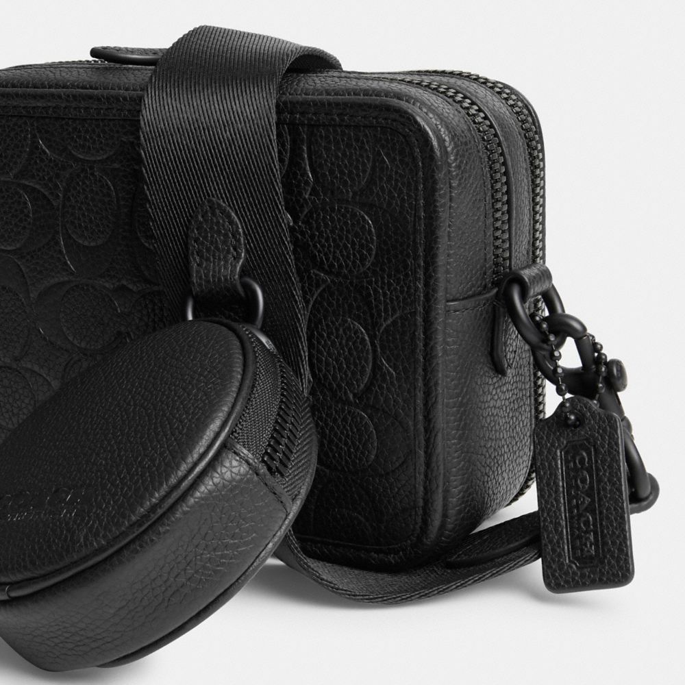 Coach Charter Crossbody With Hybrid Pouch In Signature Leather Polished Pebble Leather/Black | COH866599