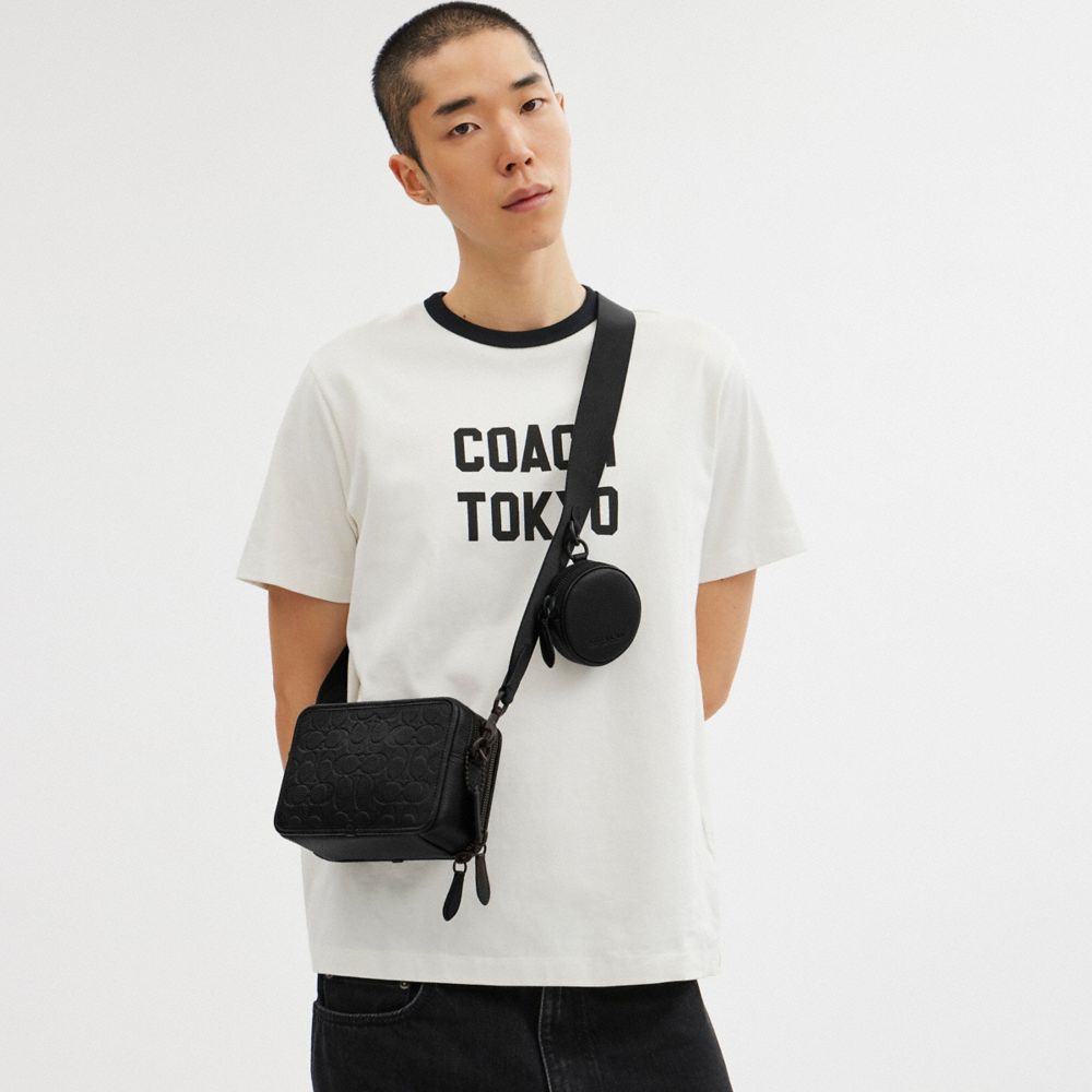Coach Charter Crossbody With Hybrid Pouch In Signature Leather Polished Pebble Leather/Black | COH866599