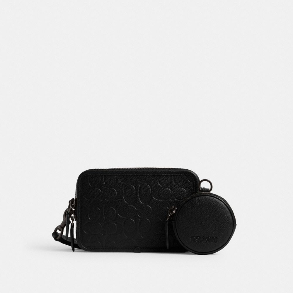 Coach Charter Crossbody With Hybrid Pouch In Signature Leather Polished Pebble Leather/Black | COH866599