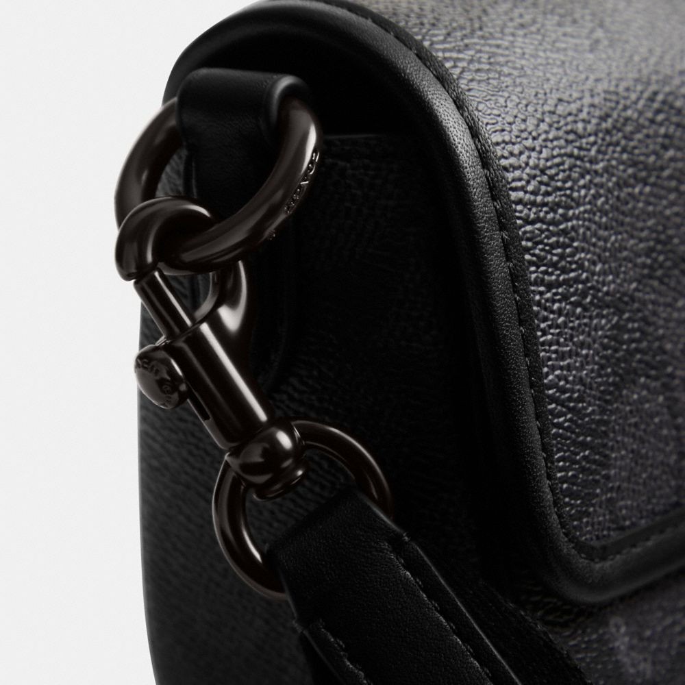 Coach Charter Flap Crossbody 18 In Signature Canvas Charcoal | COH866610