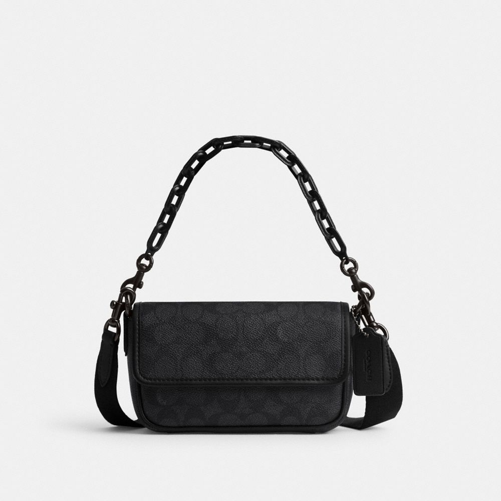 Coach Charter Flap Crossbody 18 In Signature Canvas Charcoal | COH866610