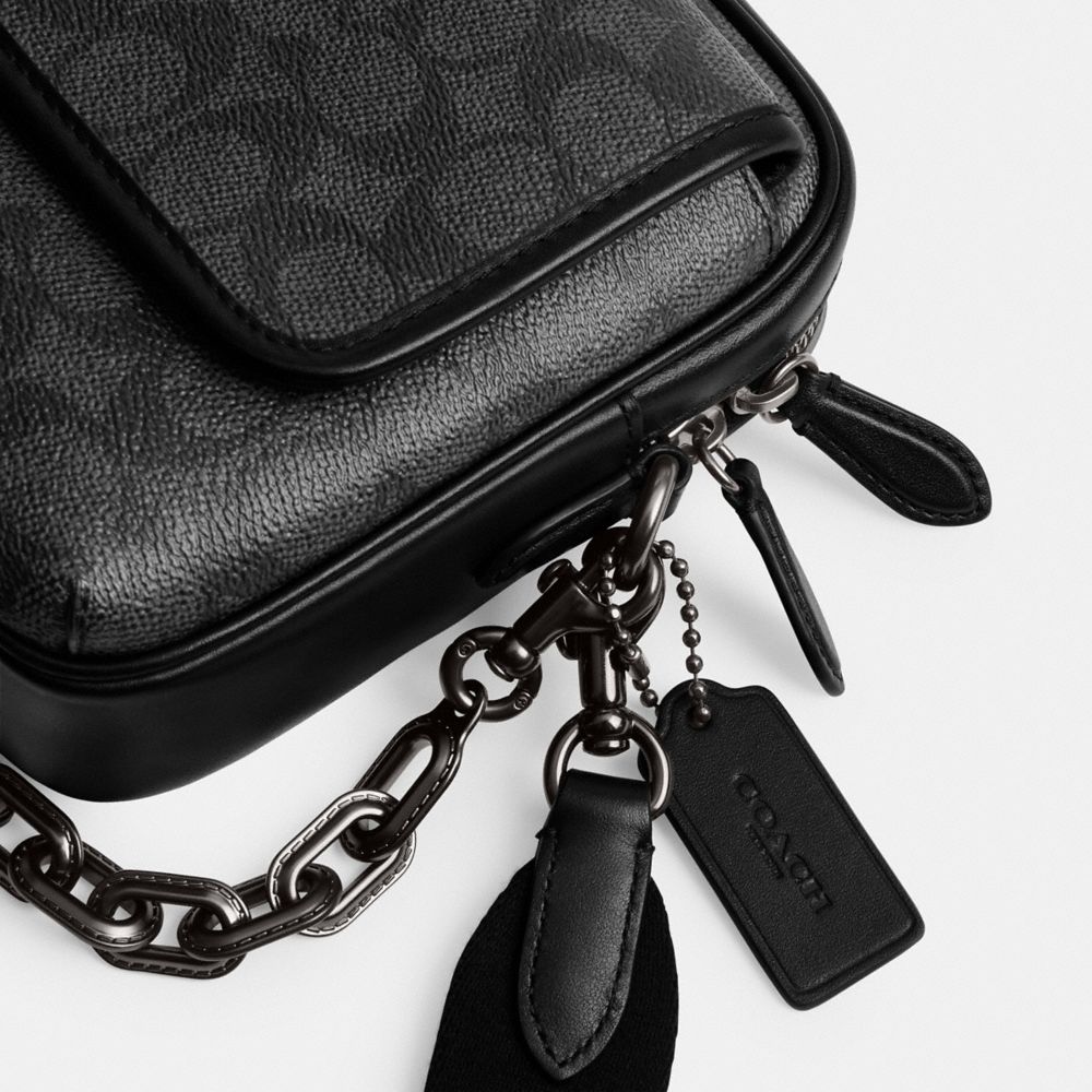 Coach Charter Flap Crossbody 24 In Signature Canvas Charcoal | COH866612