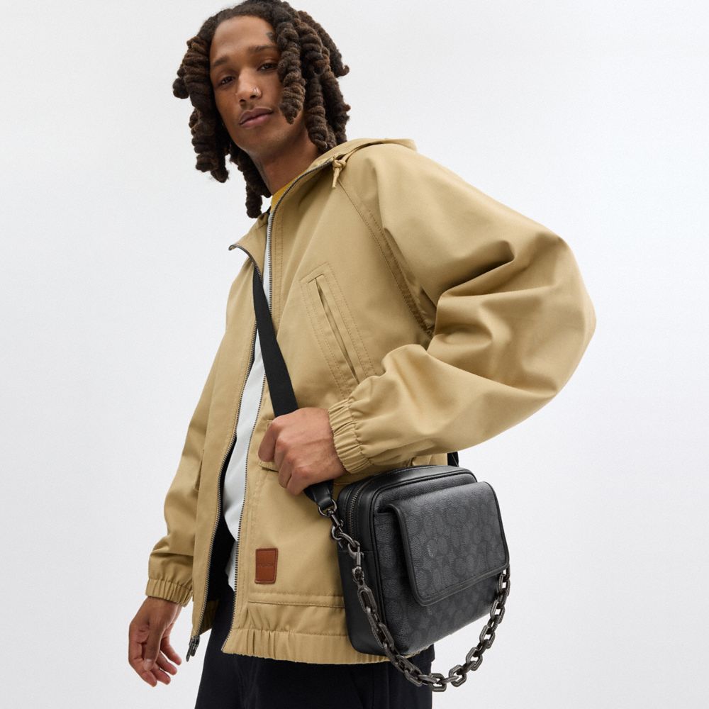 Coach Charter Flap Crossbody 24 In Signature Canvas Charcoal | COH866612