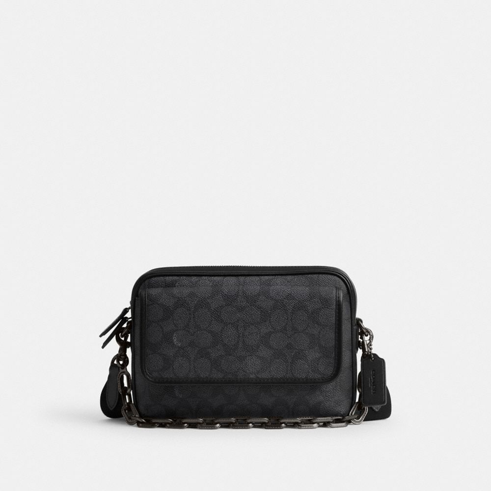 Coach Charter Flap Crossbody 24 In Signature Canvas Charcoal | COH866612