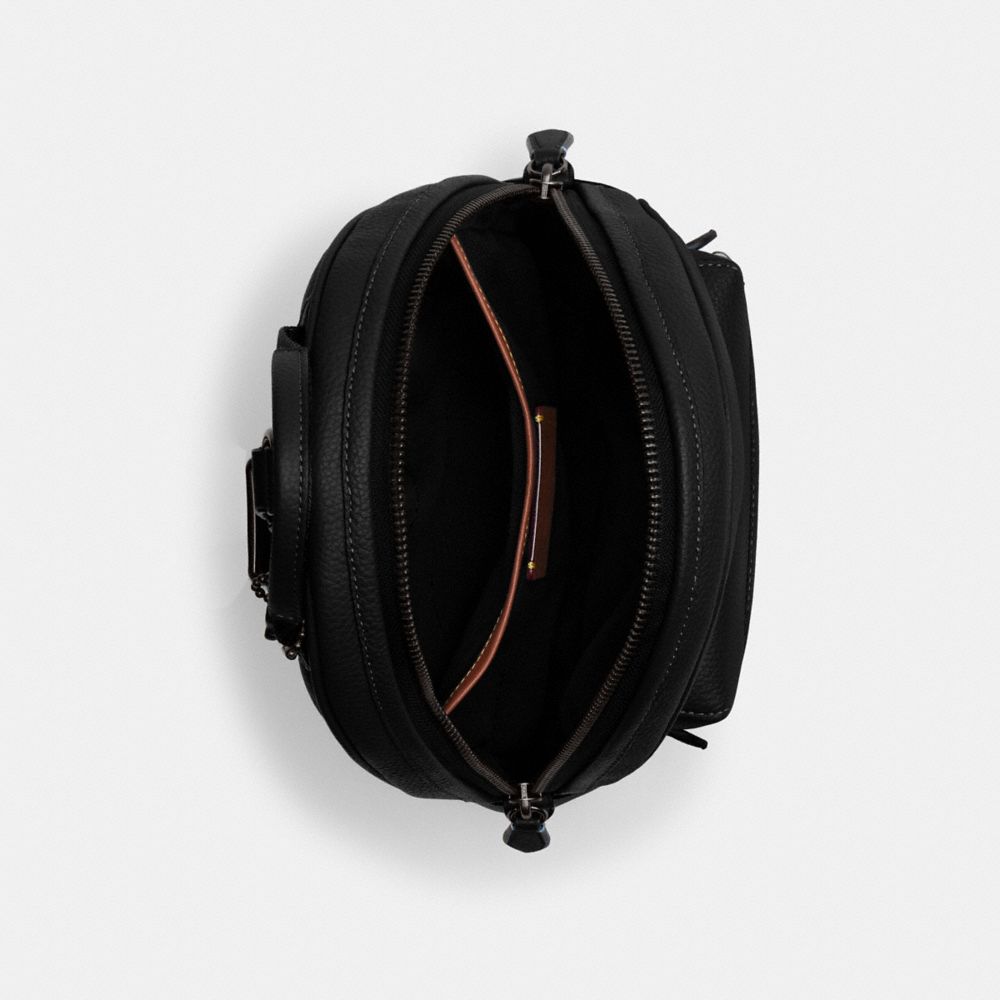 Coach Charter Pack Polished Pebble Leather/Black | COH866589