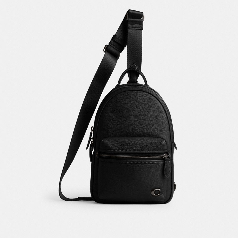 Coach Charter Pack Polished Pebble Leather/Black | COH866589