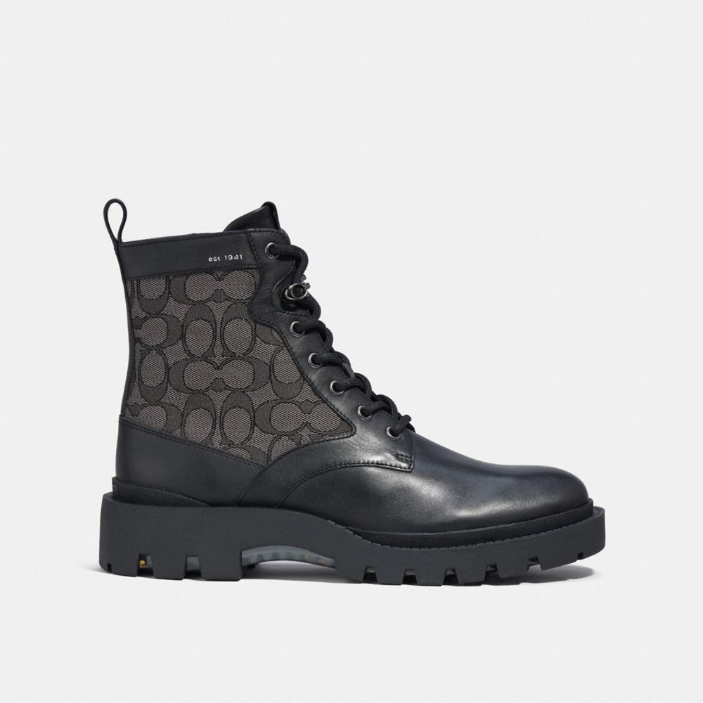 Coach Citysole Lace Up Boot In Signature Jacquard Black | COH866853