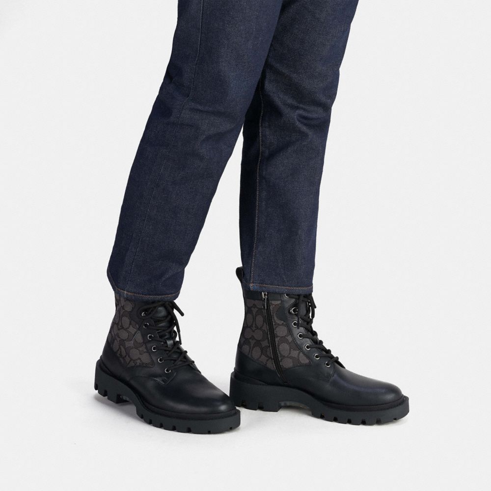 Coach Citysole Lace Up Boot In Signature Jacquard Black | COH866853