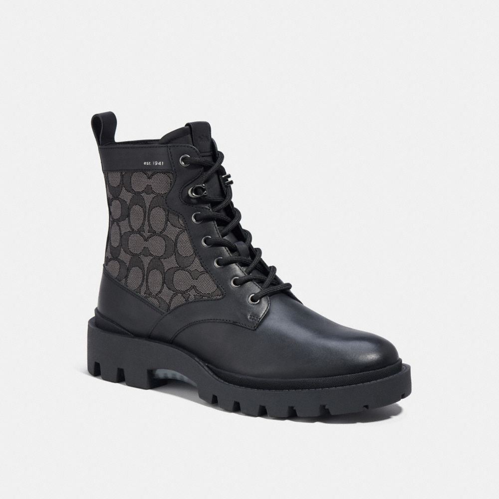 Coach Citysole Lace Up Boot In Signature Jacquard Black | COH866853