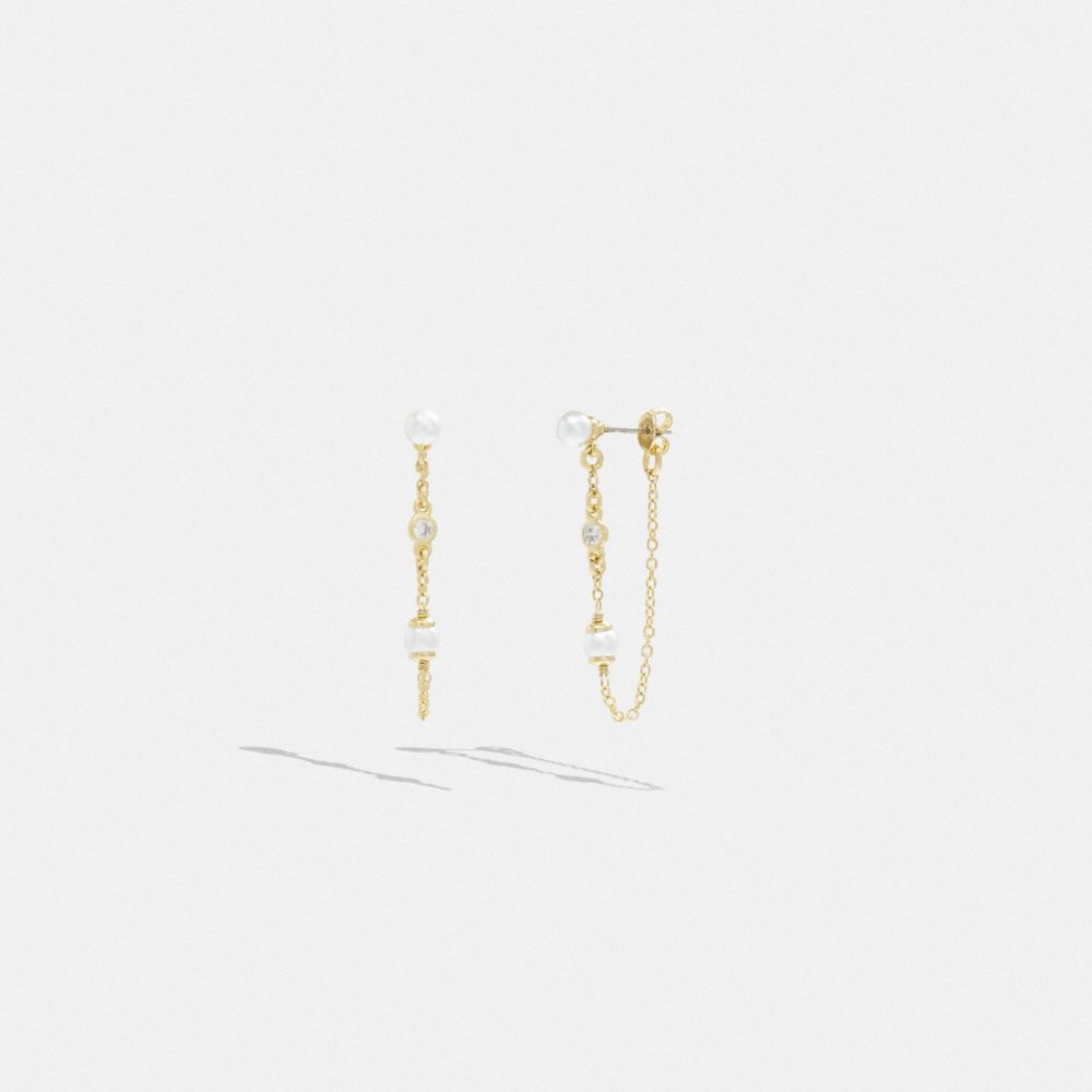 Coach Classic Pearl Chain Earrings Gold/Pearl | COH866107