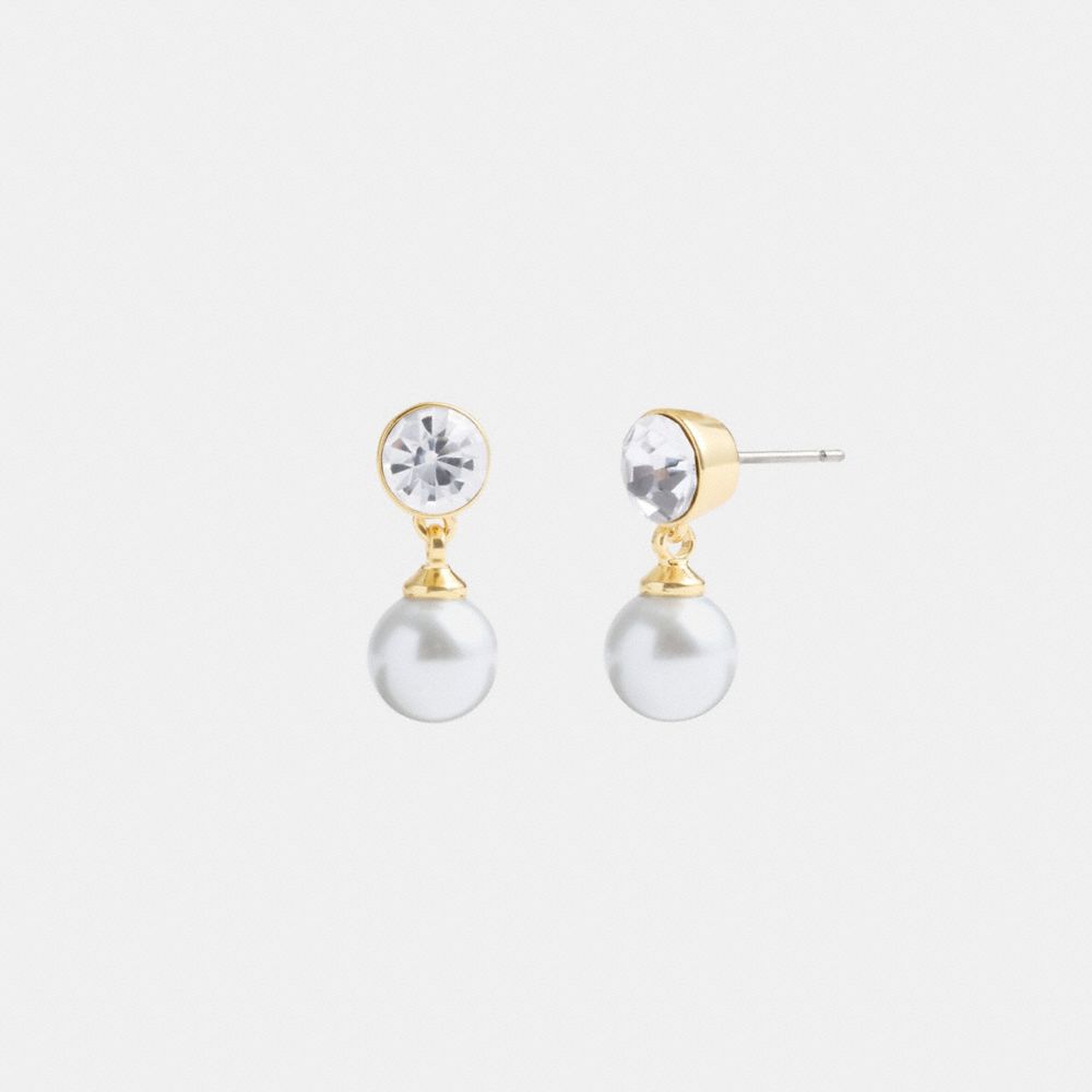 Coach Classic Pearl Drop Earrings Gold/Pearl | COH866137